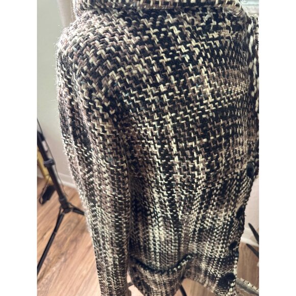 World Folk Art Hooded Woven 100% Wool Coat M Nanaimo Canada Button Pockets Read - Picture 11 of 16